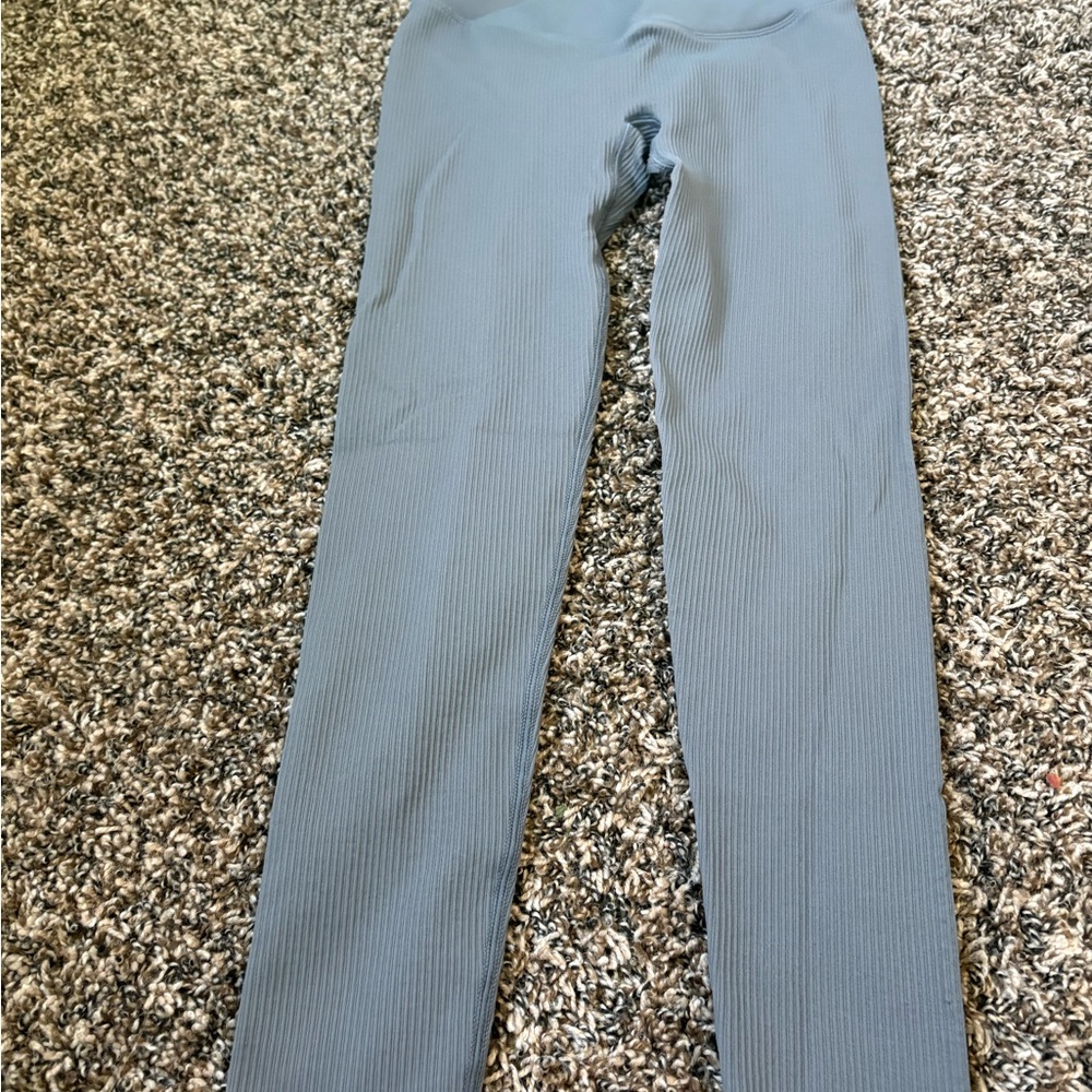 Gray Ribbed Leggings